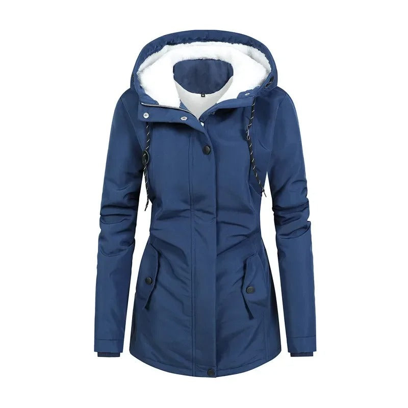 Women's Rain Jacket with Adjustable Waist – Waterproof Hooded Design for Cool Weather 2