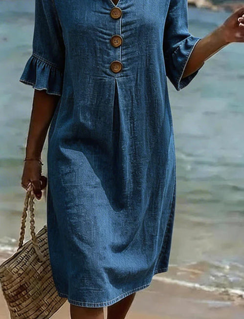 Women's Summer Cotton Mini Dress with Flutter Sleeves – Relaxed A-Line for Casual Wear 10