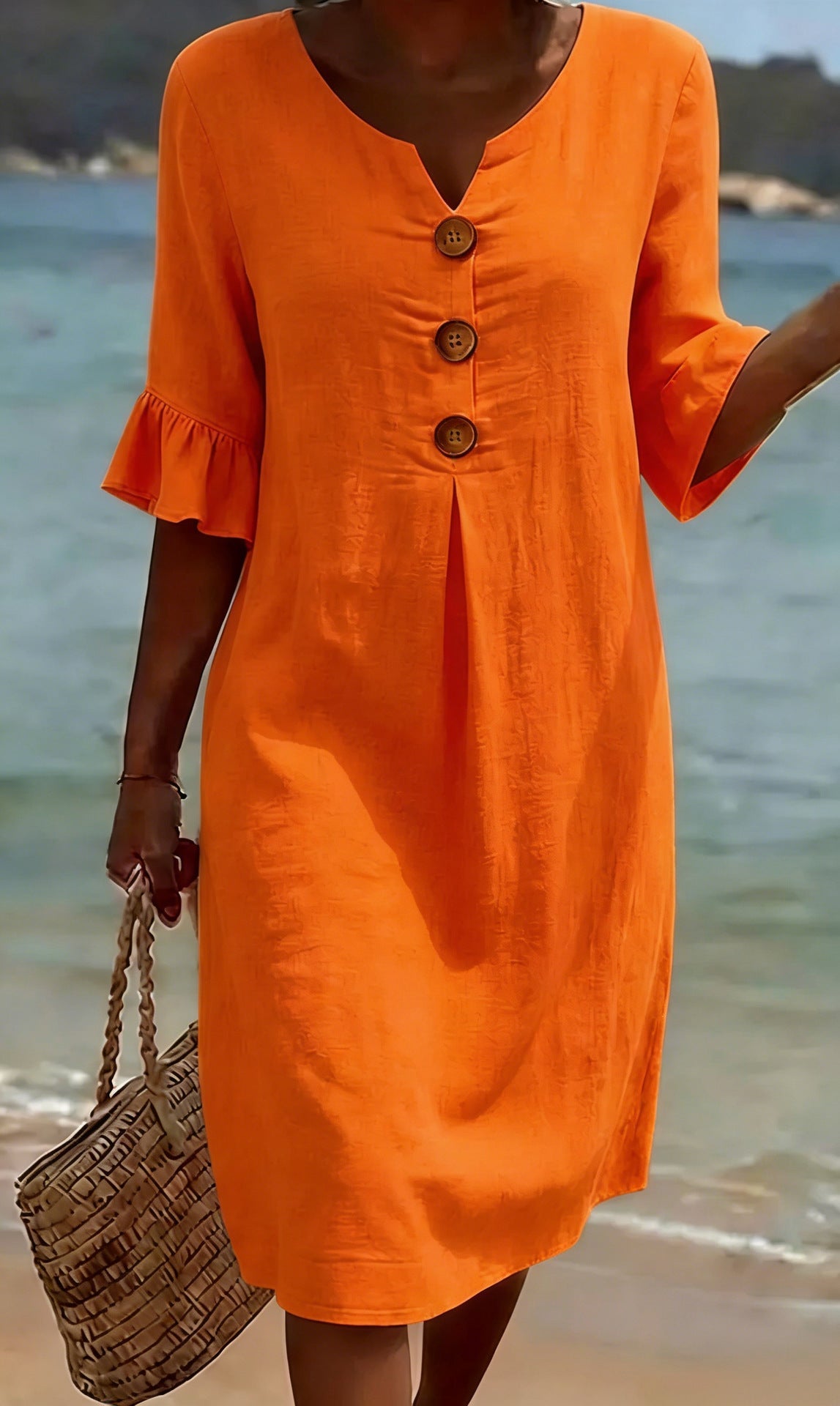Women's Summer Cotton Mini Dress with Flutter Sleeves – Relaxed A-Line for Casual Wear 11