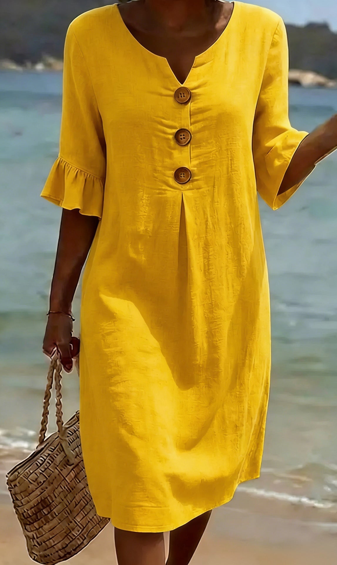 Women's Summer Cotton Mini Dress with Flutter Sleeves – Relaxed A-Line for Casual Wear 13