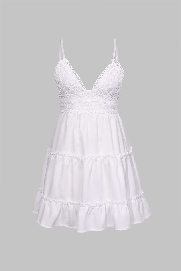 Women's Summer Mini Dress with V-Neck and Ruffle Detail – Lightweight and Flattering 0