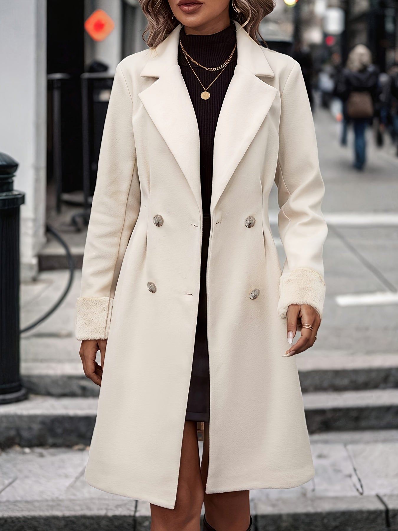 Women's Trench Coat – Double Breasted Midi Length for Cold Weather, Notched Lapel Design 2