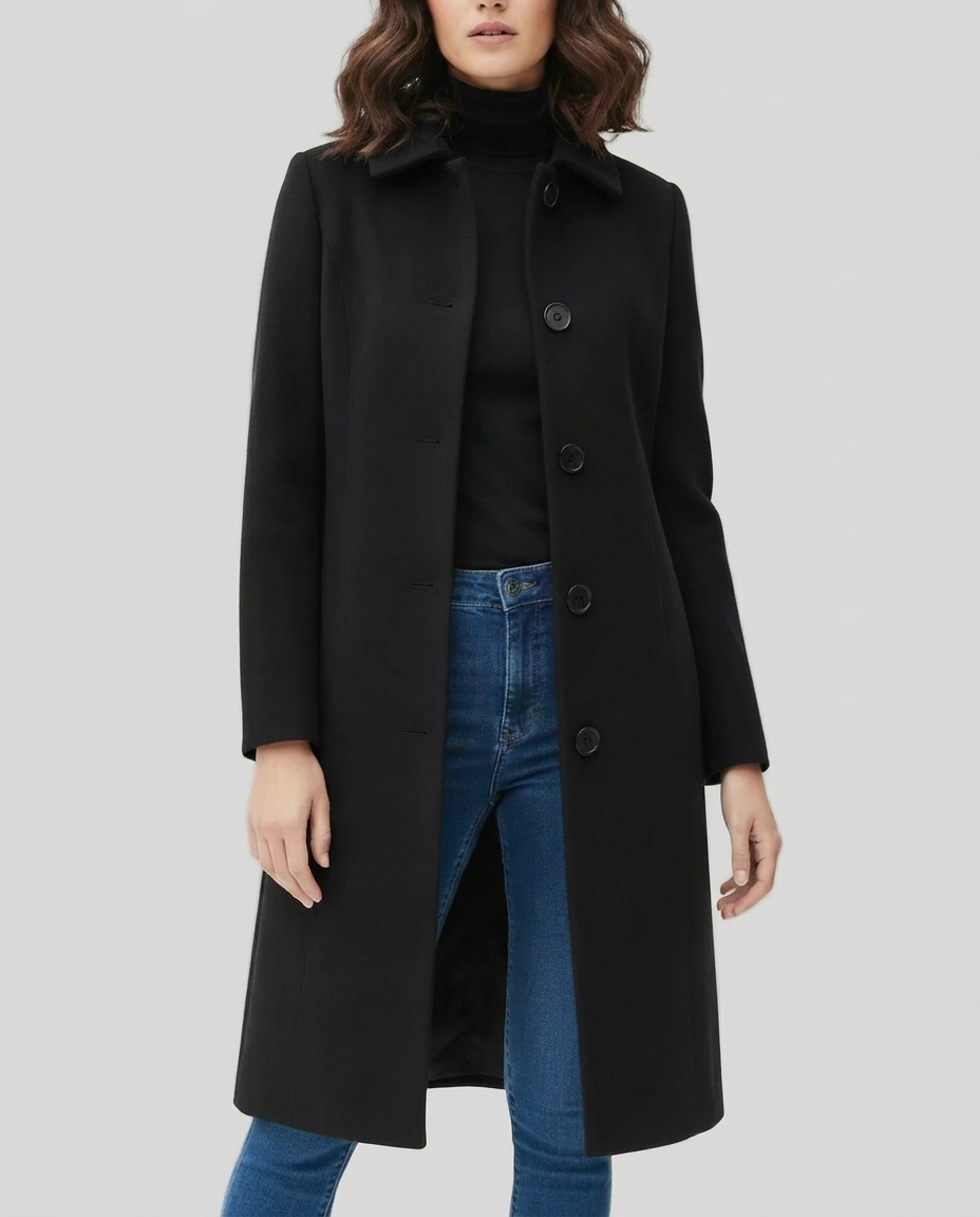 Women's Trench Coat for Winter – Long, Single-Breasted Design with Collar 0