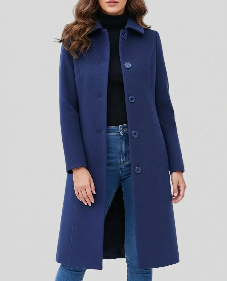 Women's Trench Coat for Winter – Long, Single-Breasted Design with Collar 3