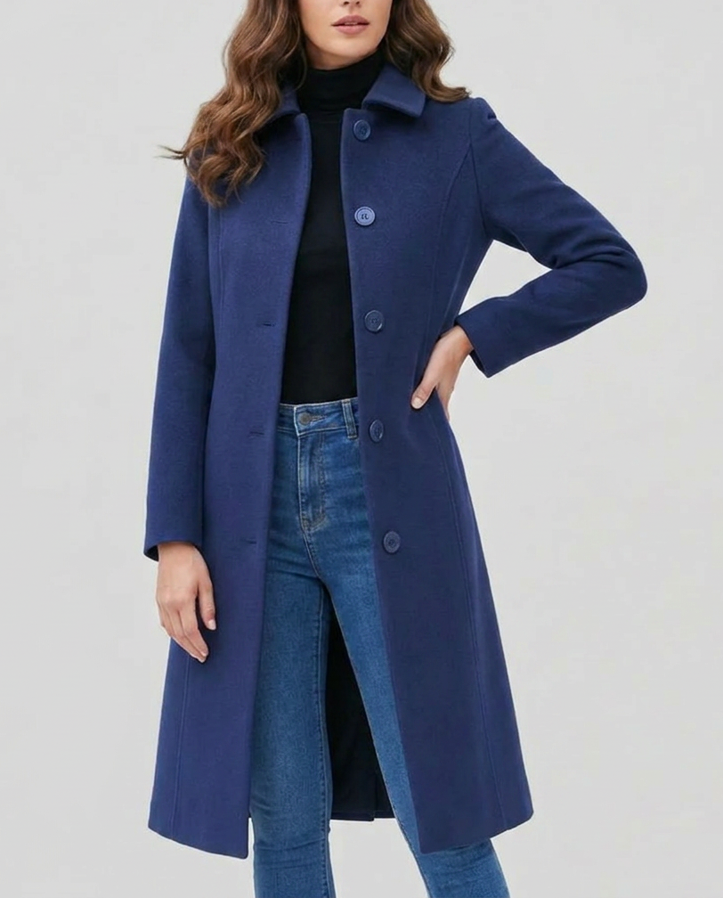 Women's Trench Coat for Winter – Long, Single-Breasted Design with Collar 4