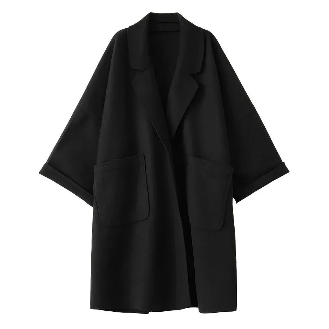 Women's Trench Coat for Winter – Oversized with Lapel Collar and Pockets 3
