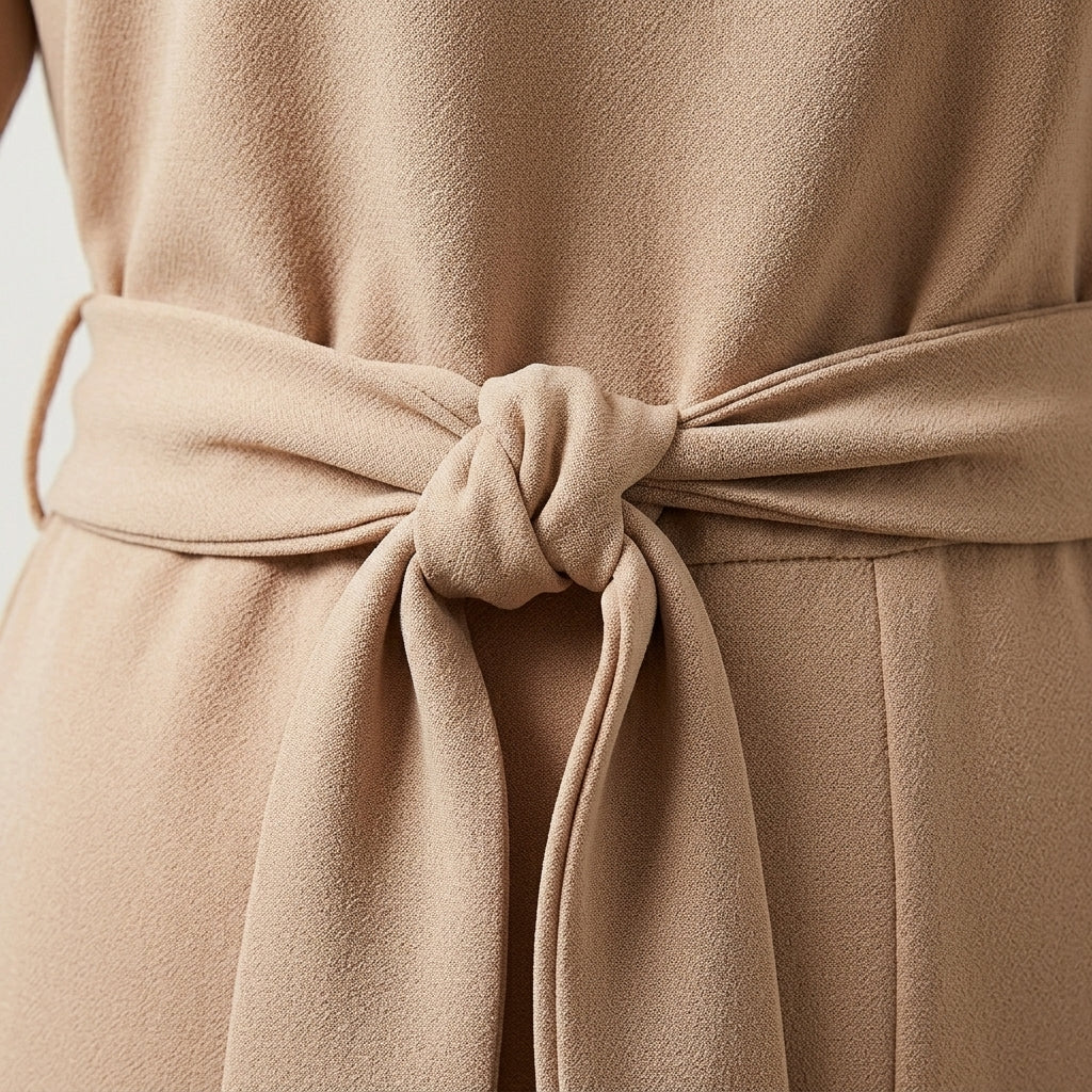 Wide Leg Jumpsuit with Draped Neckline and Waist Tie – Relaxed Fit for Events 4