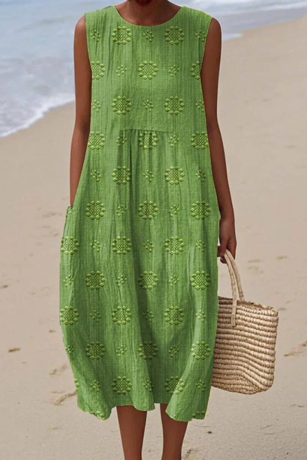 Womens Dress – Sleeveless Embroidered Summer Dress with Flattering Waist-Defining Silhouette 0