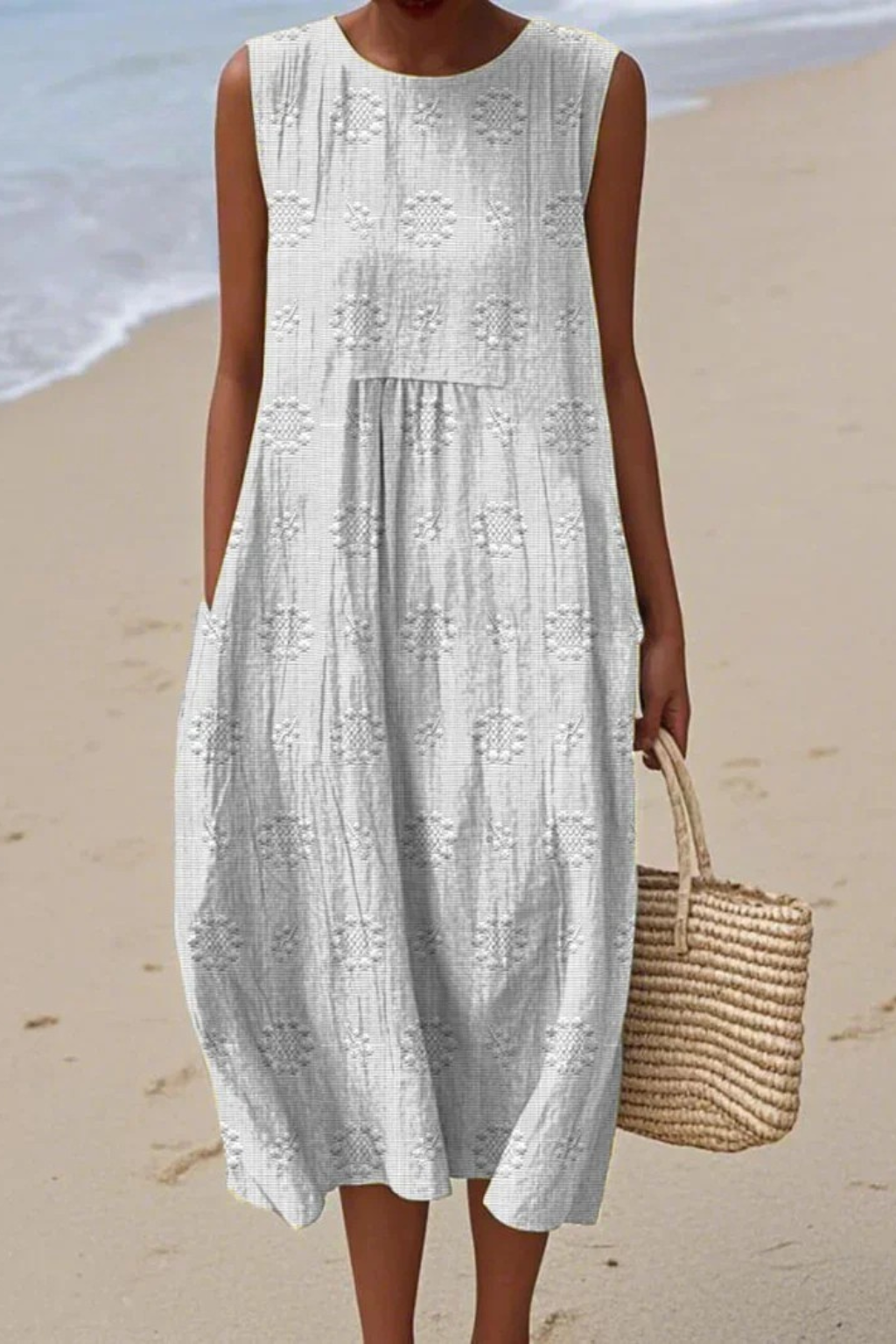 Womens Dress – Sleeveless Embroidered Summer Dress with Flattering Waist-Defining Silhouette 1