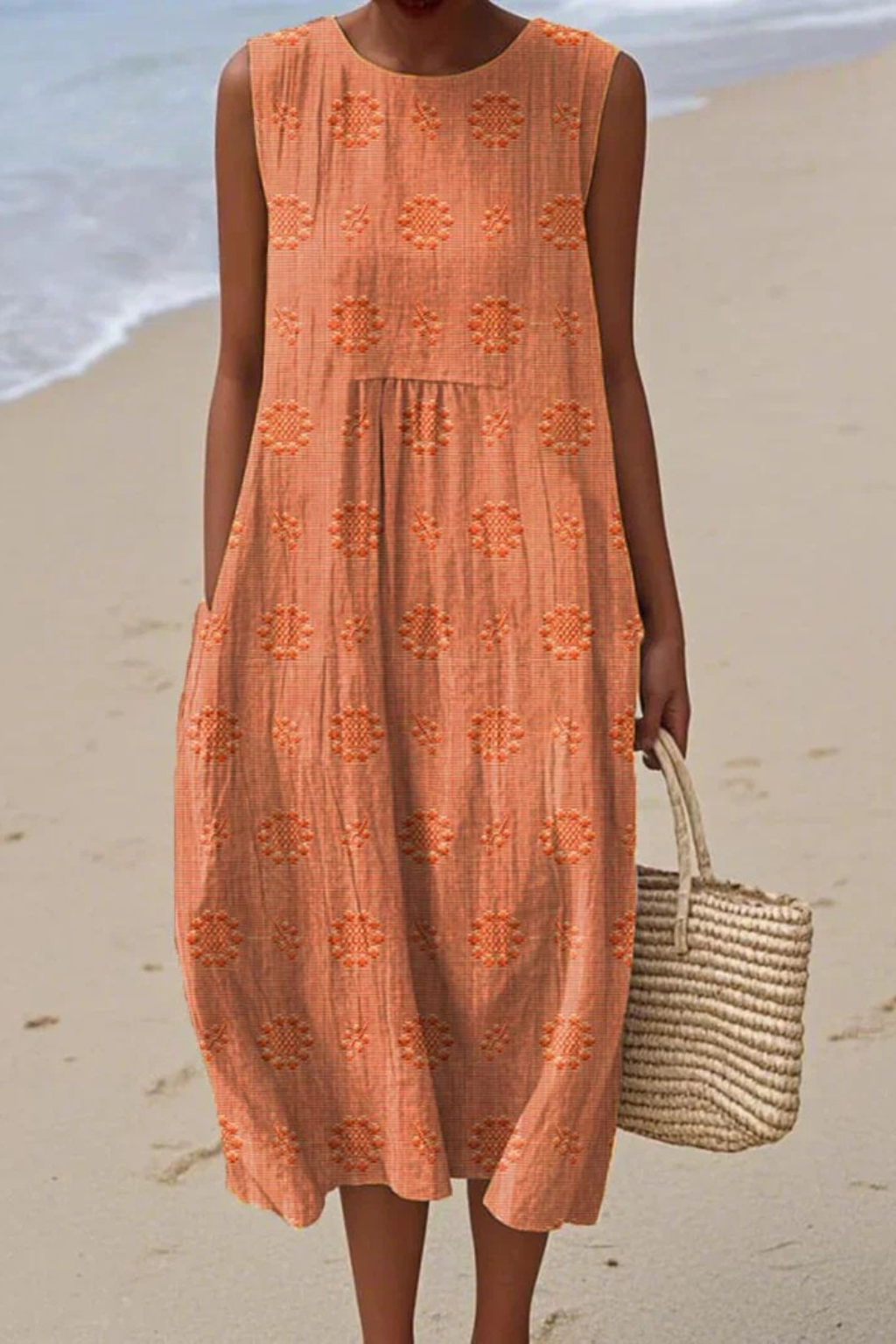 Womens Dress – Sleeveless Embroidered Summer Dress with Flattering Waist-Defining Silhouette 3