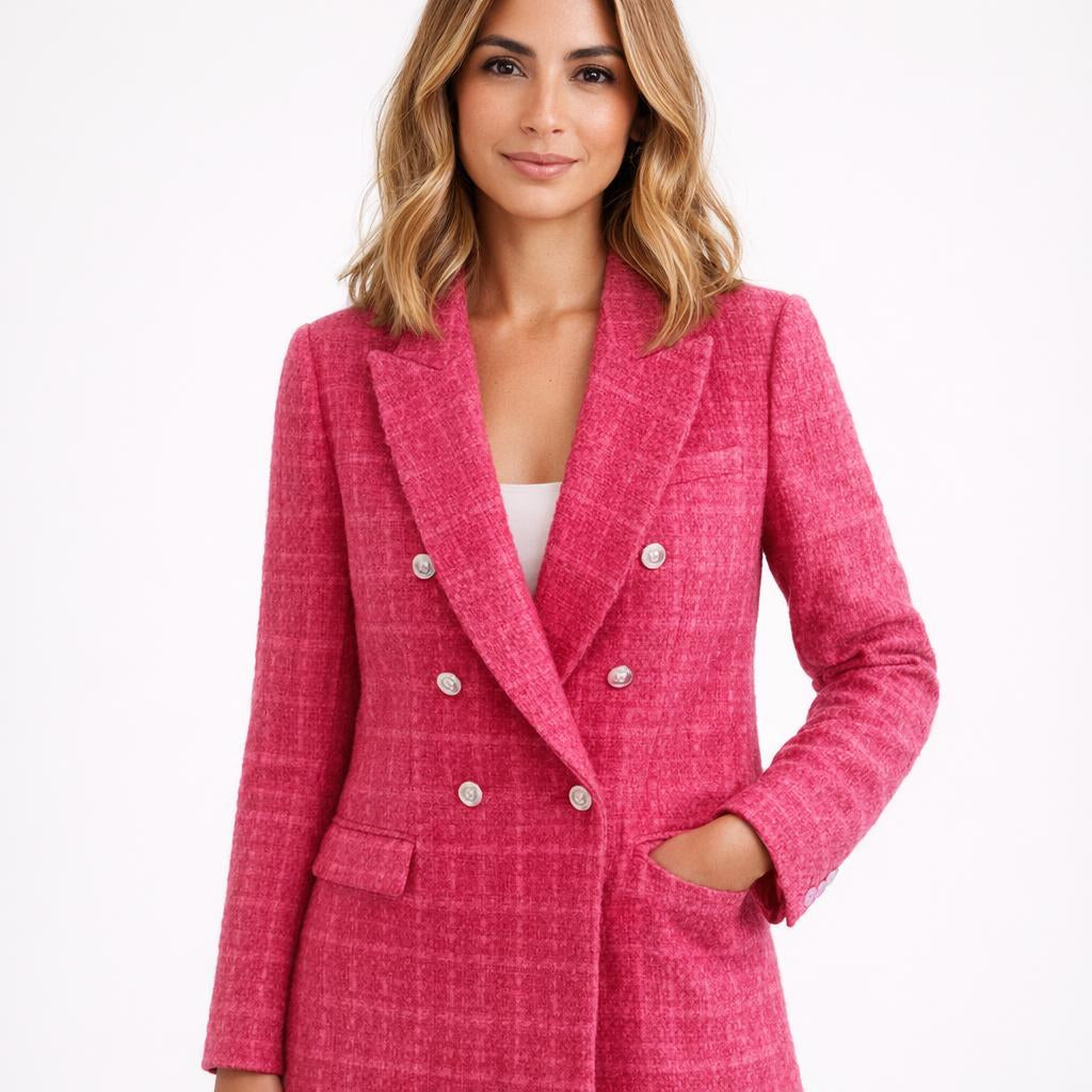 Blazer for Women – Tailored Boucle Weave with Peak Lapels