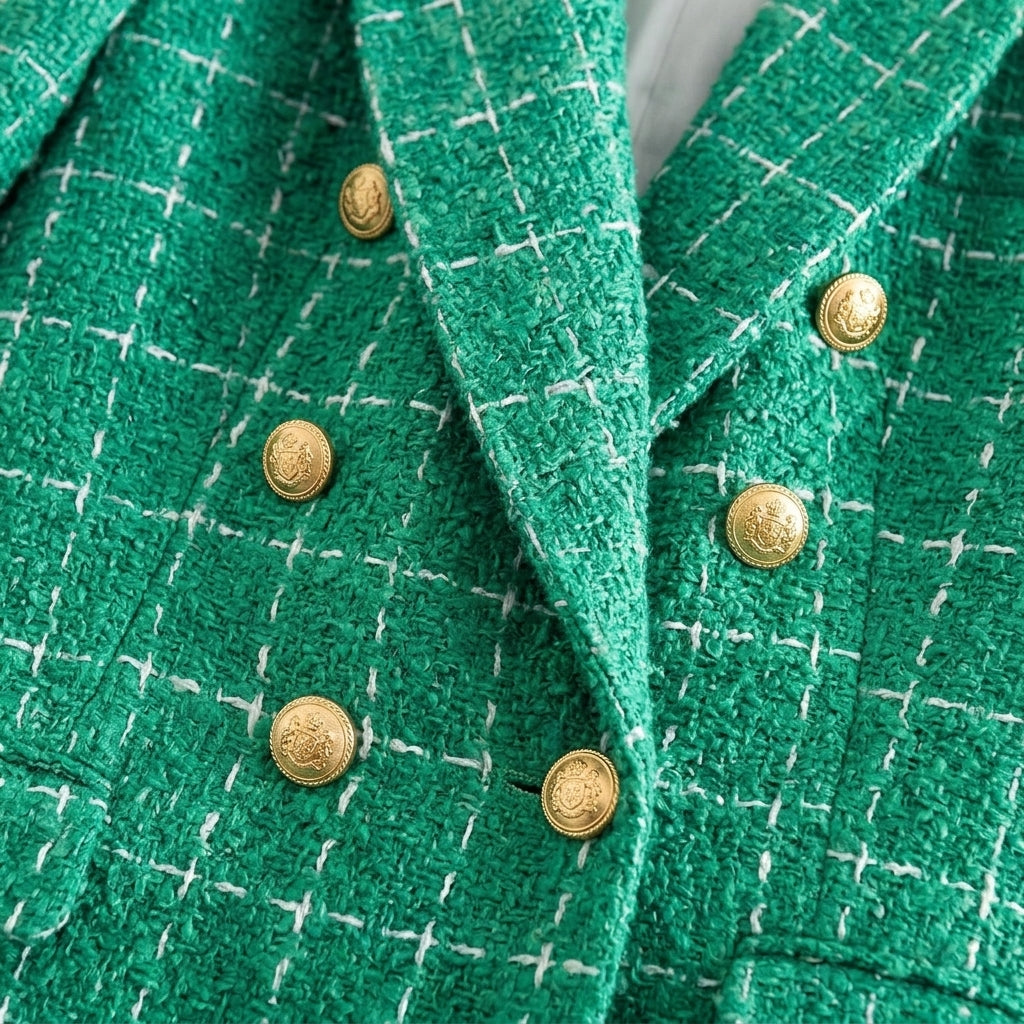 Blazer for Women – Tailored Boucle Weave with Peak Lapels