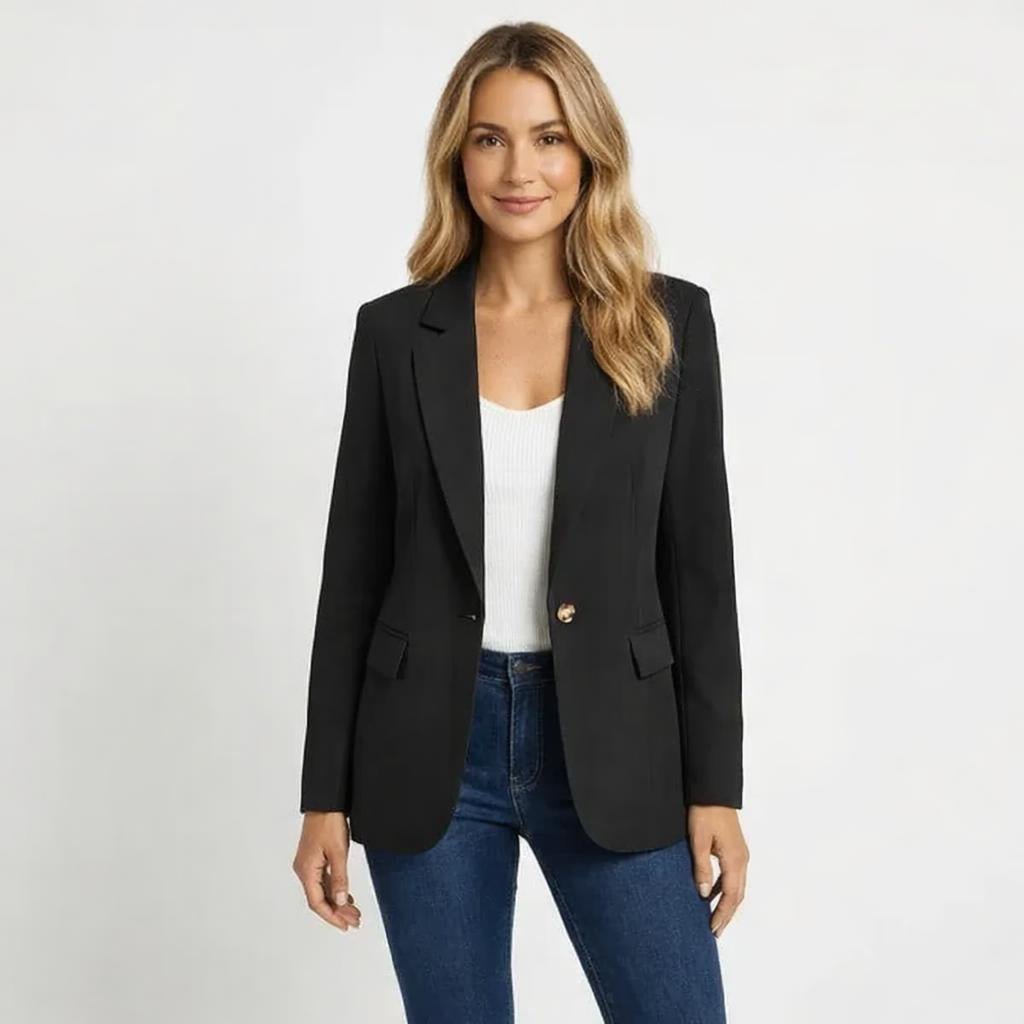 Black Blazer for Women – Tailored Longline Fit with Notch Lapel for Office and Casual Wear - We are MFEO