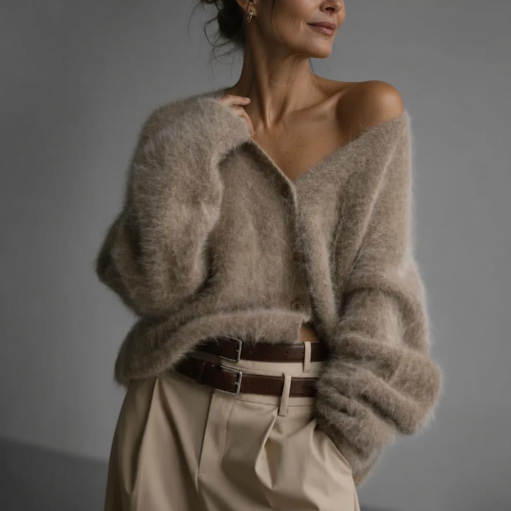 Black Oversized Deep V-Neck Cardigan for Women – Soft Knit, Relaxed Fit Layering Piece - We are MFEO