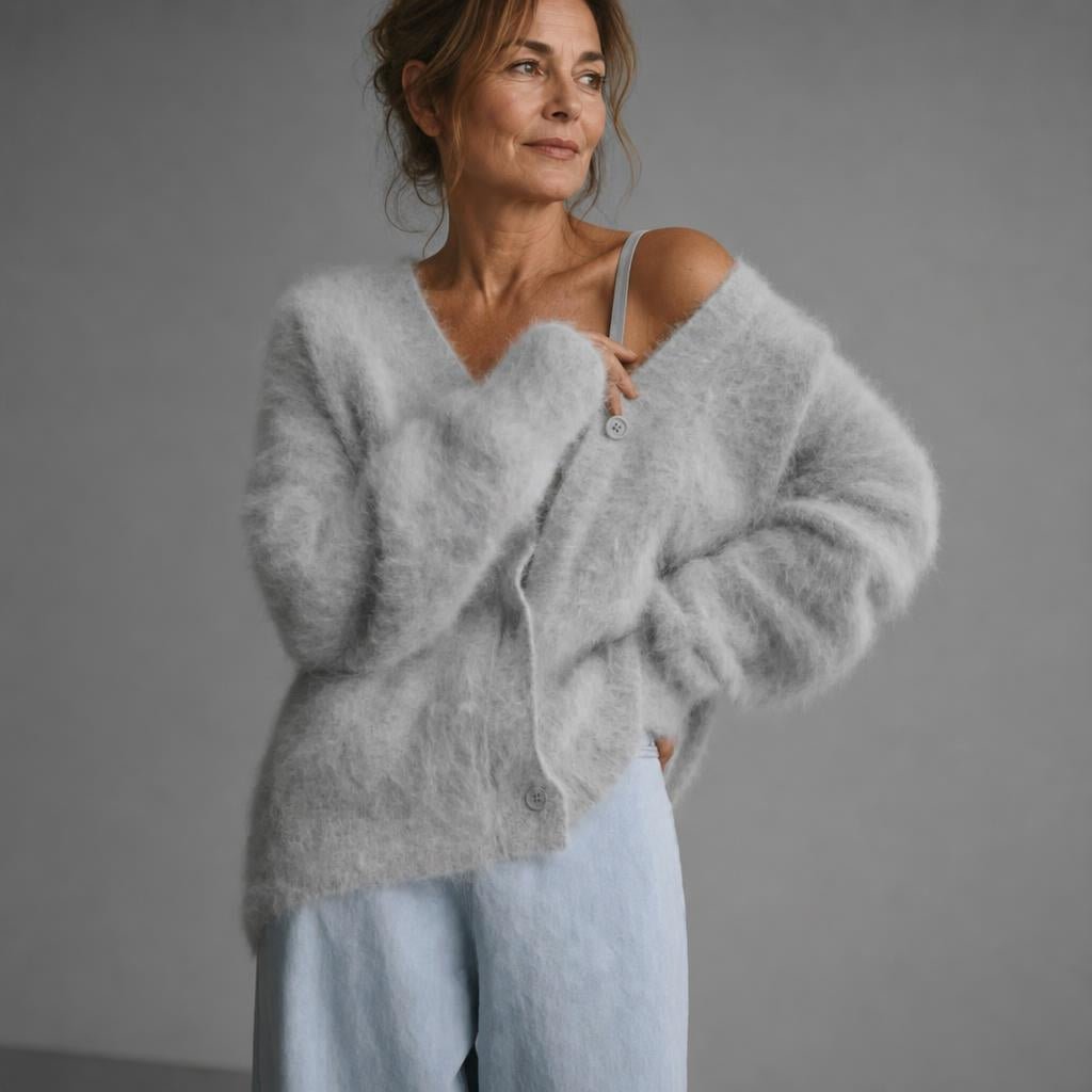Black Oversized Deep V-Neck Cardigan for Women – Soft Knit, Relaxed Fit Layering Piece - We are MFEO
