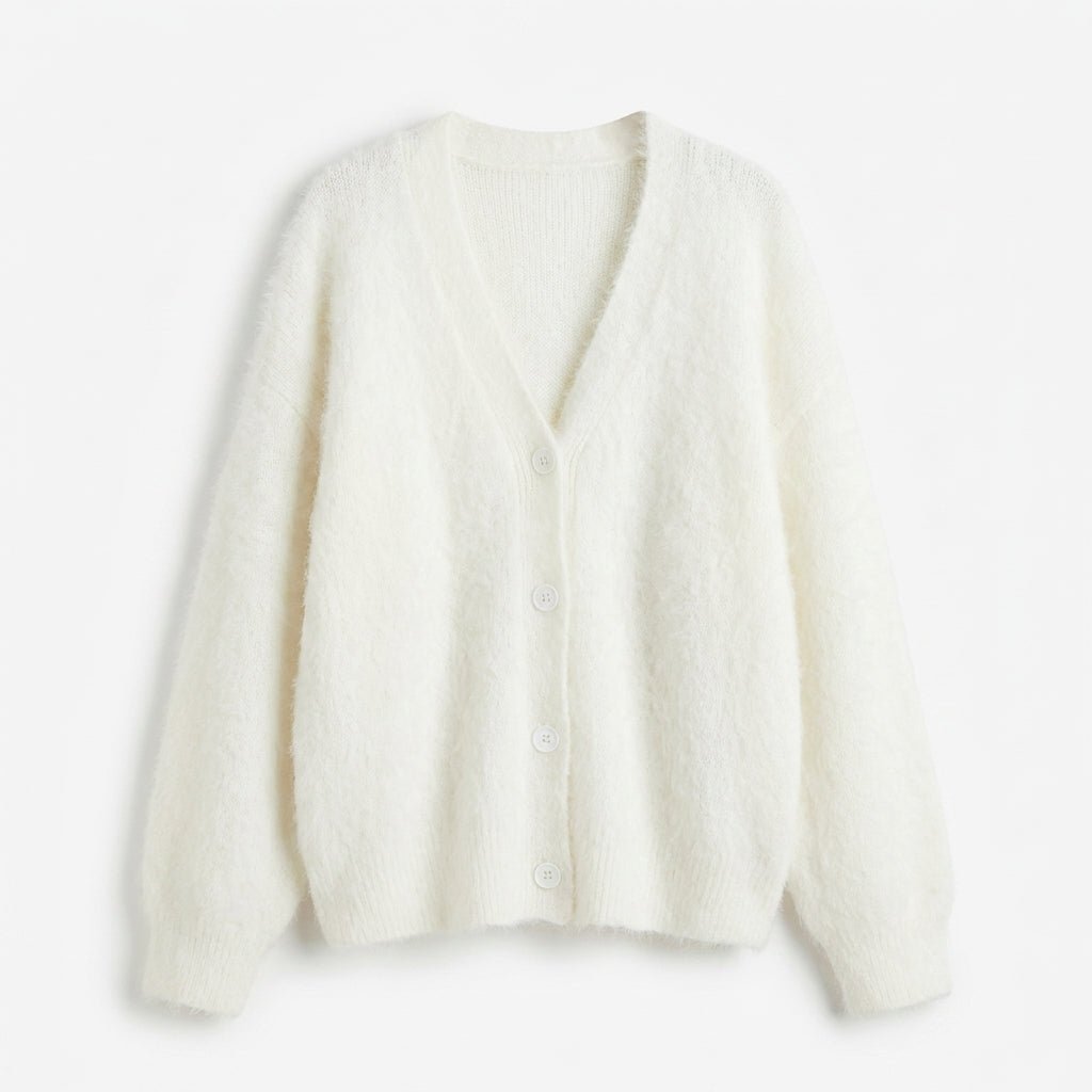 Black Oversized Deep V-Neck Cardigan for Women – Soft Knit, Relaxed Fit Layering Piece - We are MFEO