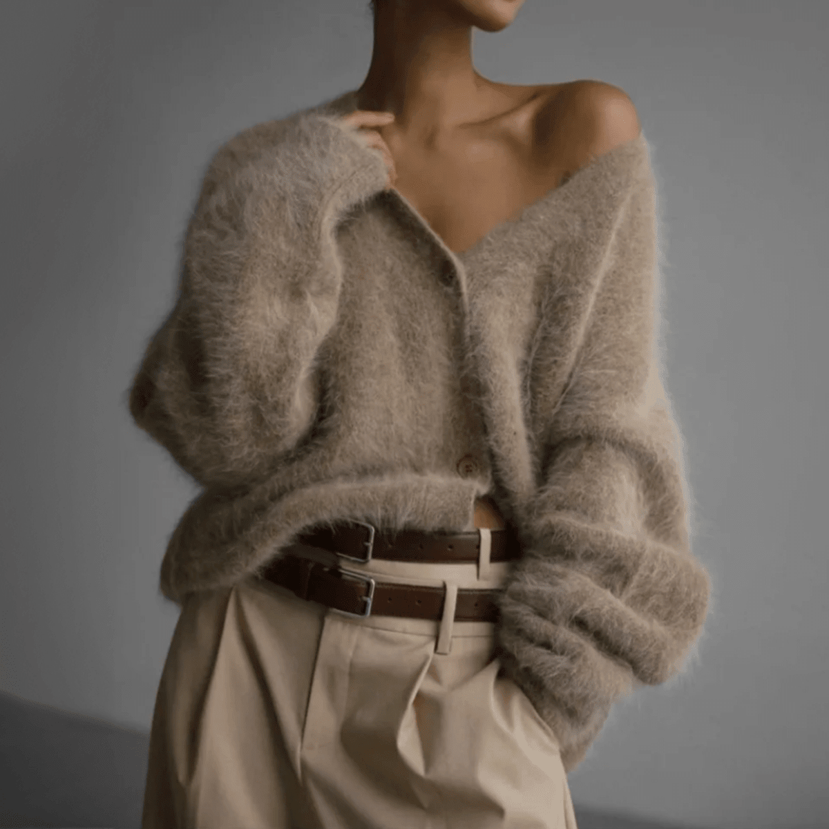 Black Oversized Deep V-Neck Cardigan for Women – Soft Knit, Relaxed Fit Layering Piece - We are MFEO