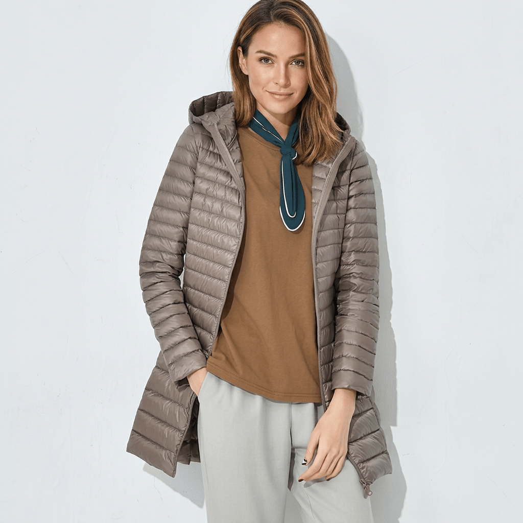 Black Puffer Jacket for Women – Long Hooded Quilted Design for Winter - We are MFEO