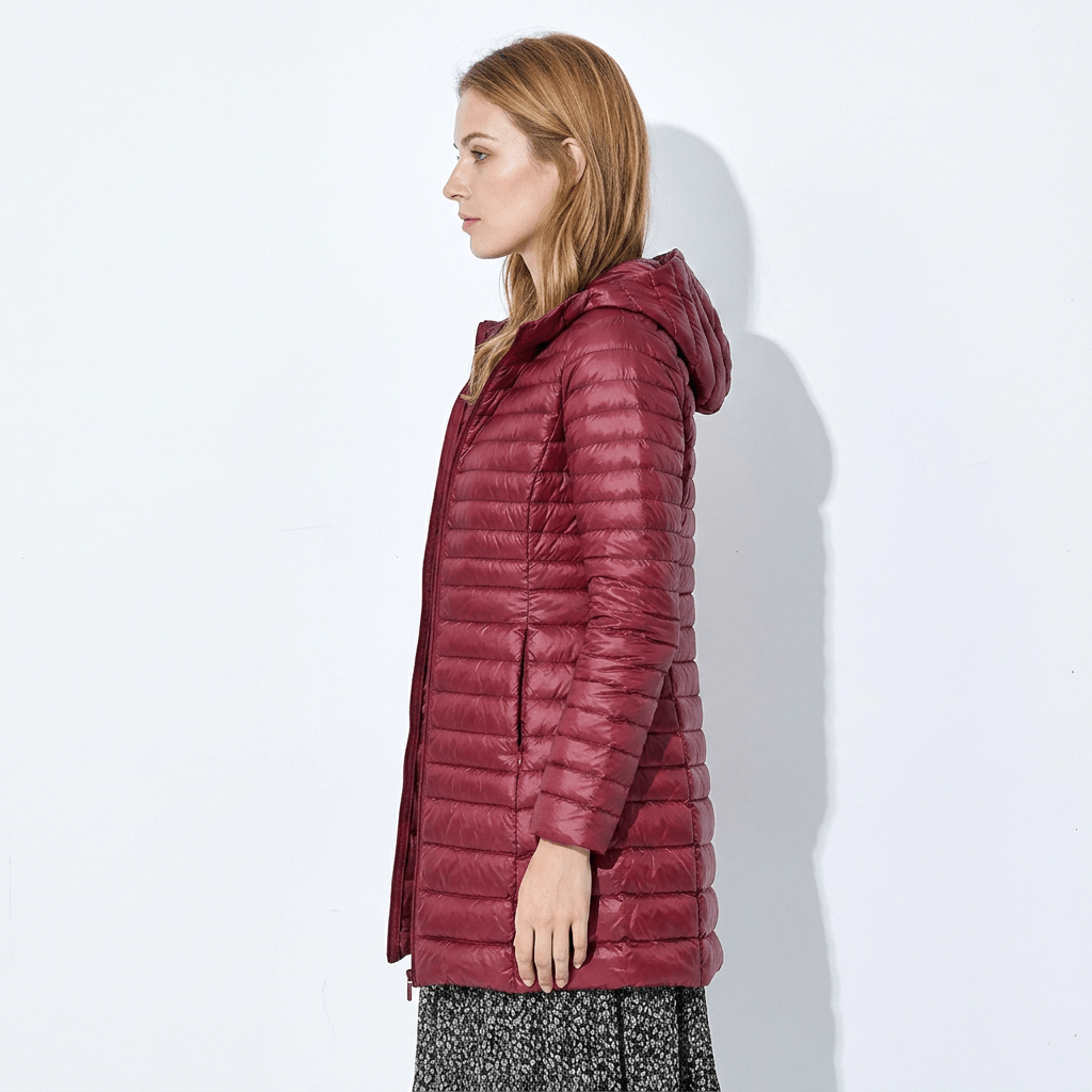 Black Puffer Jacket for Women – Long Hooded Quilted Design for Winter - We are MFEO