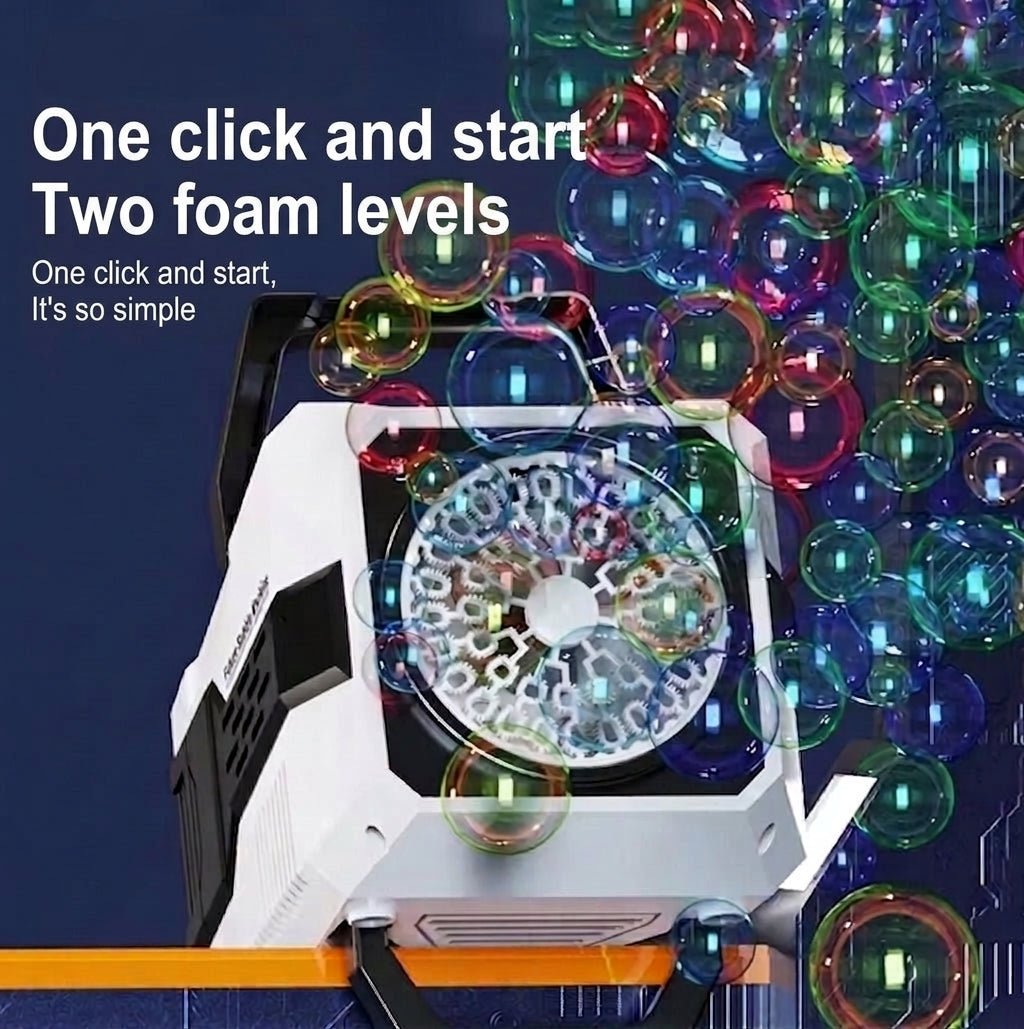 Bubble Machine for Parties – 30,000 Bubbles per Minute with Remote Control and RGB Lights - We are MFEO