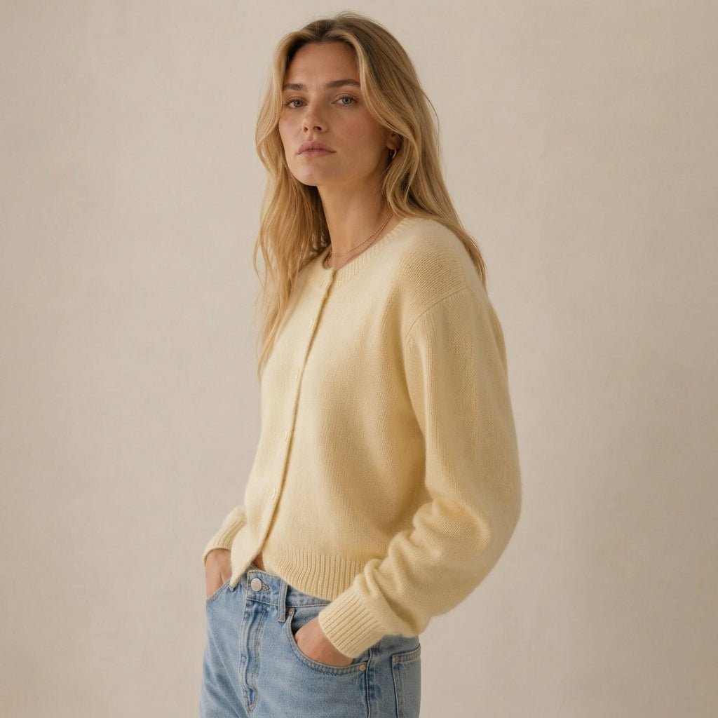 Cardigan for Women – Ribbed Knit with Button Front and Crew Neck - We are MFEO