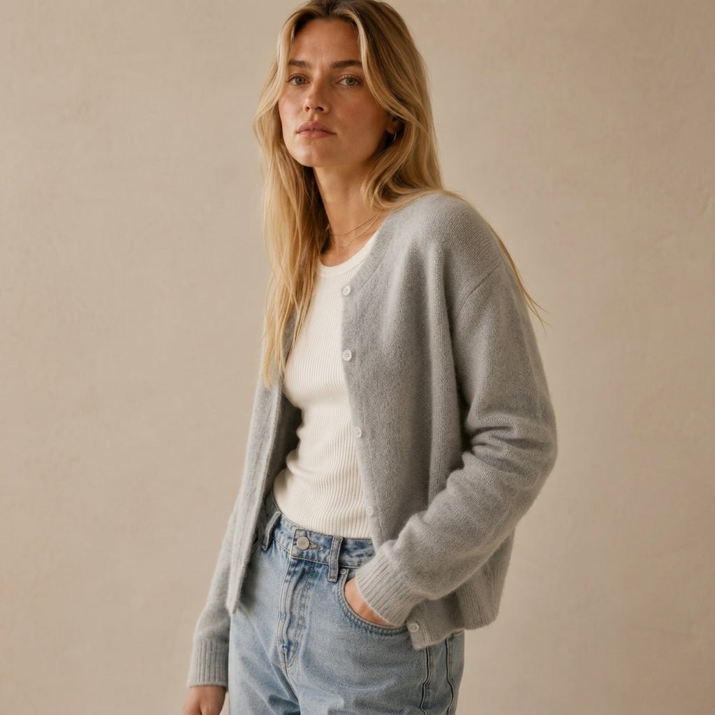 Cardigan for Women – Ribbed Knit with Button Front and Crew Neck - We are MFEO