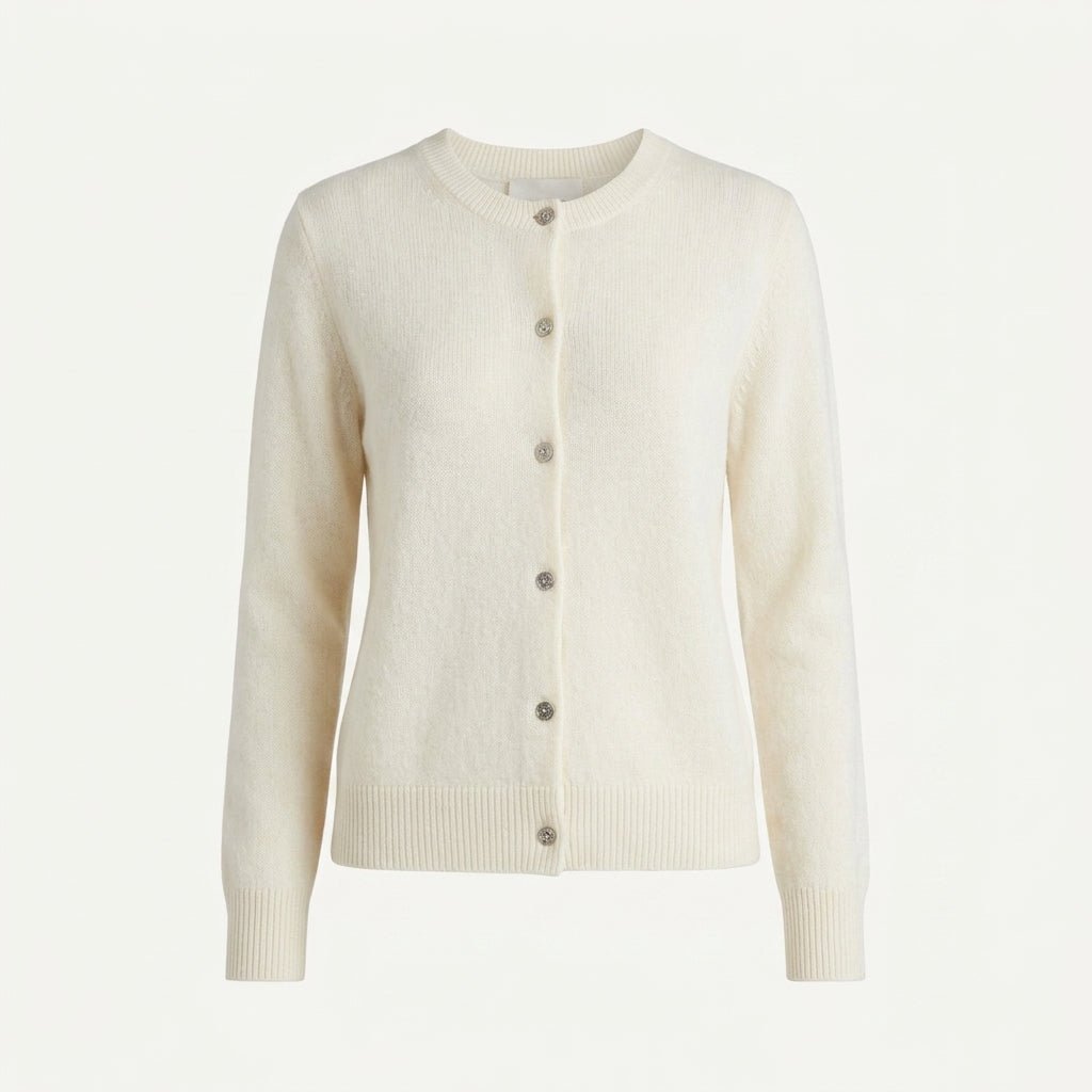 Cashmere Cardigan for Women – Fitted Round Neck with Button Front - We are MFEO