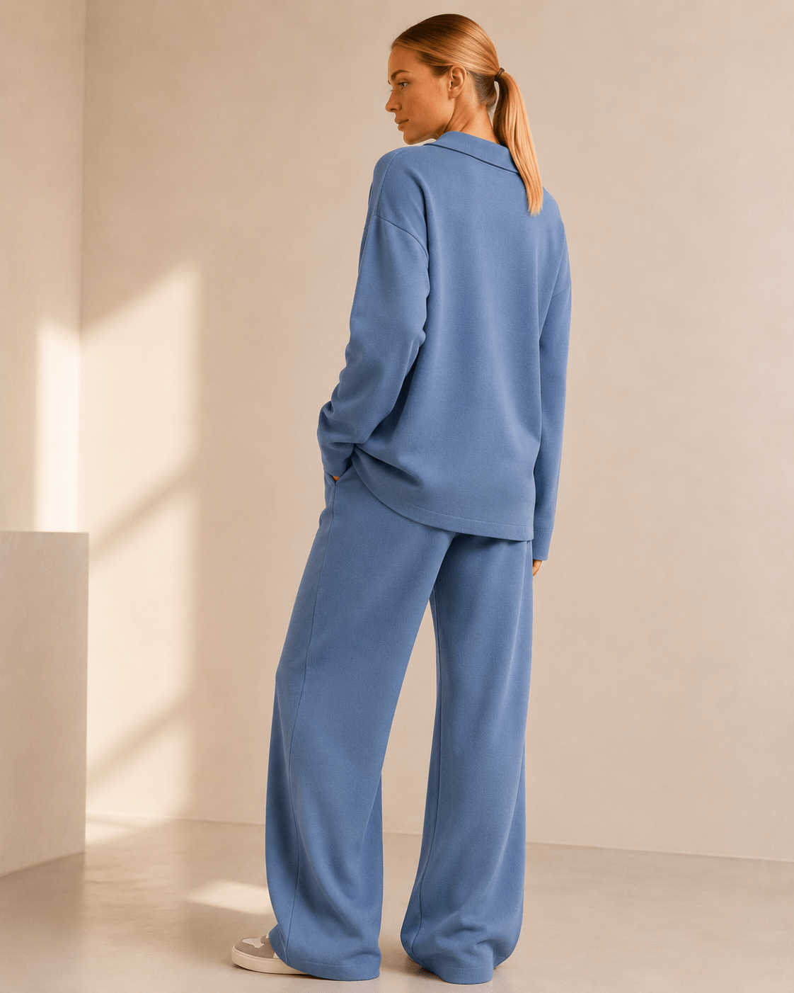 Co-ord Set Women - Polo Neck Sweater with Wide Leg Pants - We are MFEO
