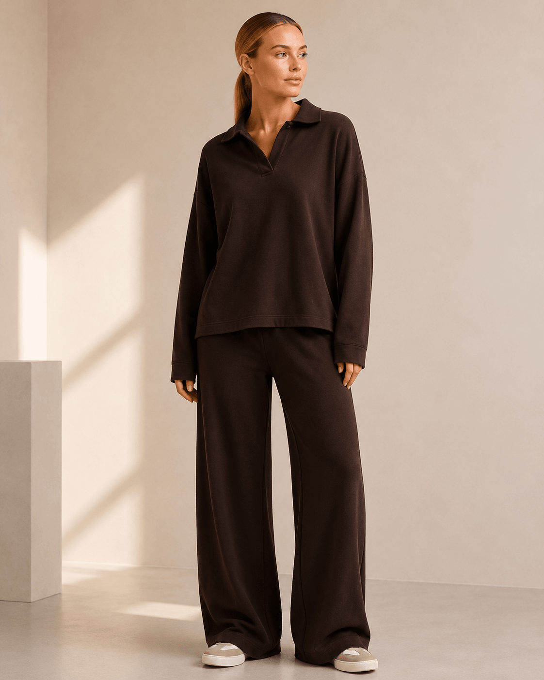 Co-ord Set Women - Polo Neck Sweater with Wide Leg Pants - We are MFEO