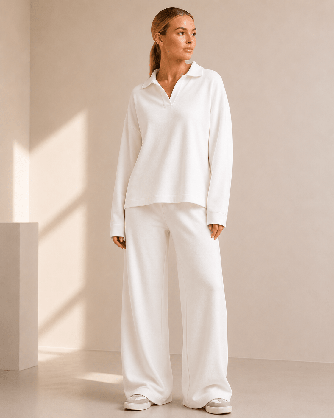 Co-ord Set Women - Polo Neck Sweater with Wide Leg Pants - We are MFEO