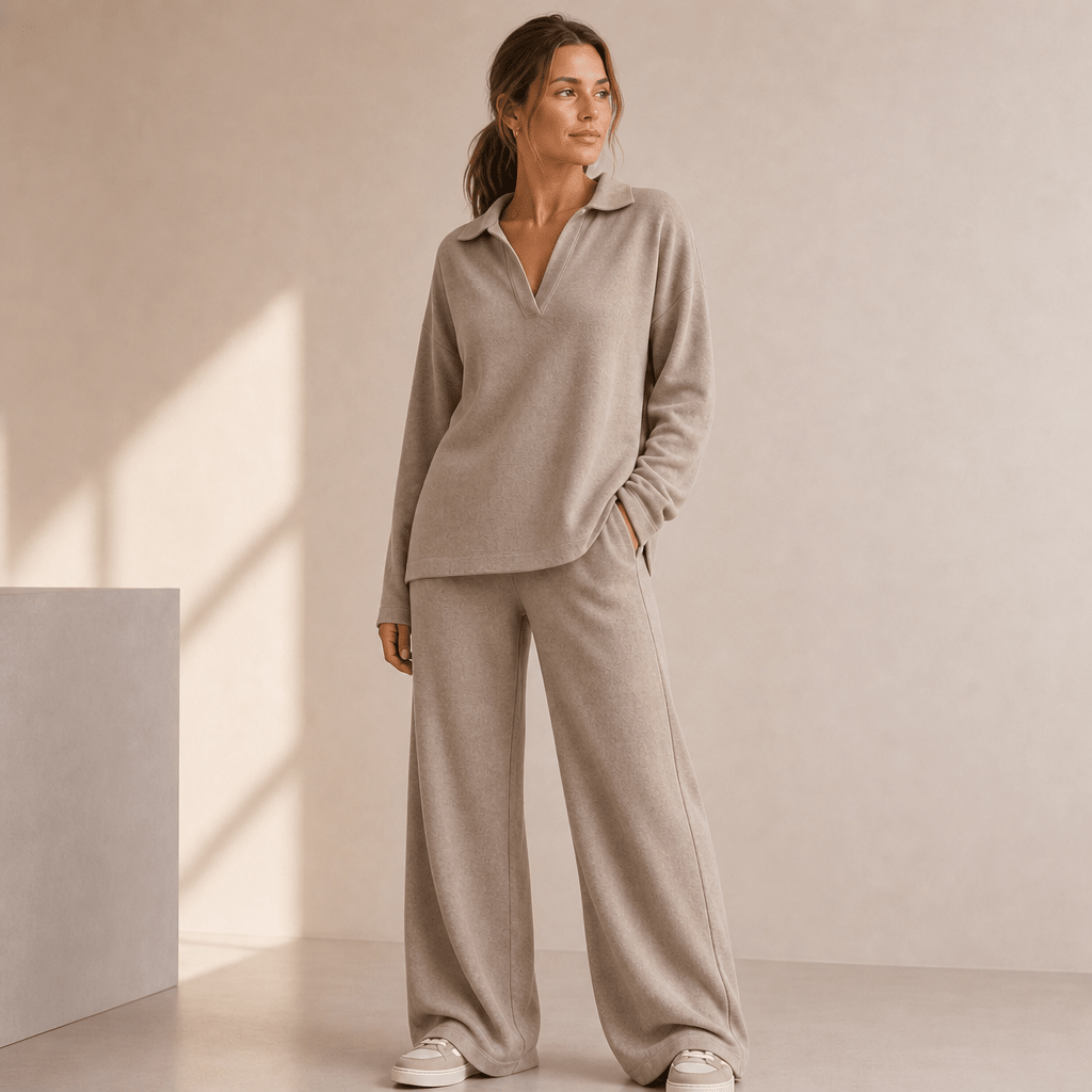 Co-ord Set Women - Polo Neck Sweater with Wide Leg Pants - We are MFEO