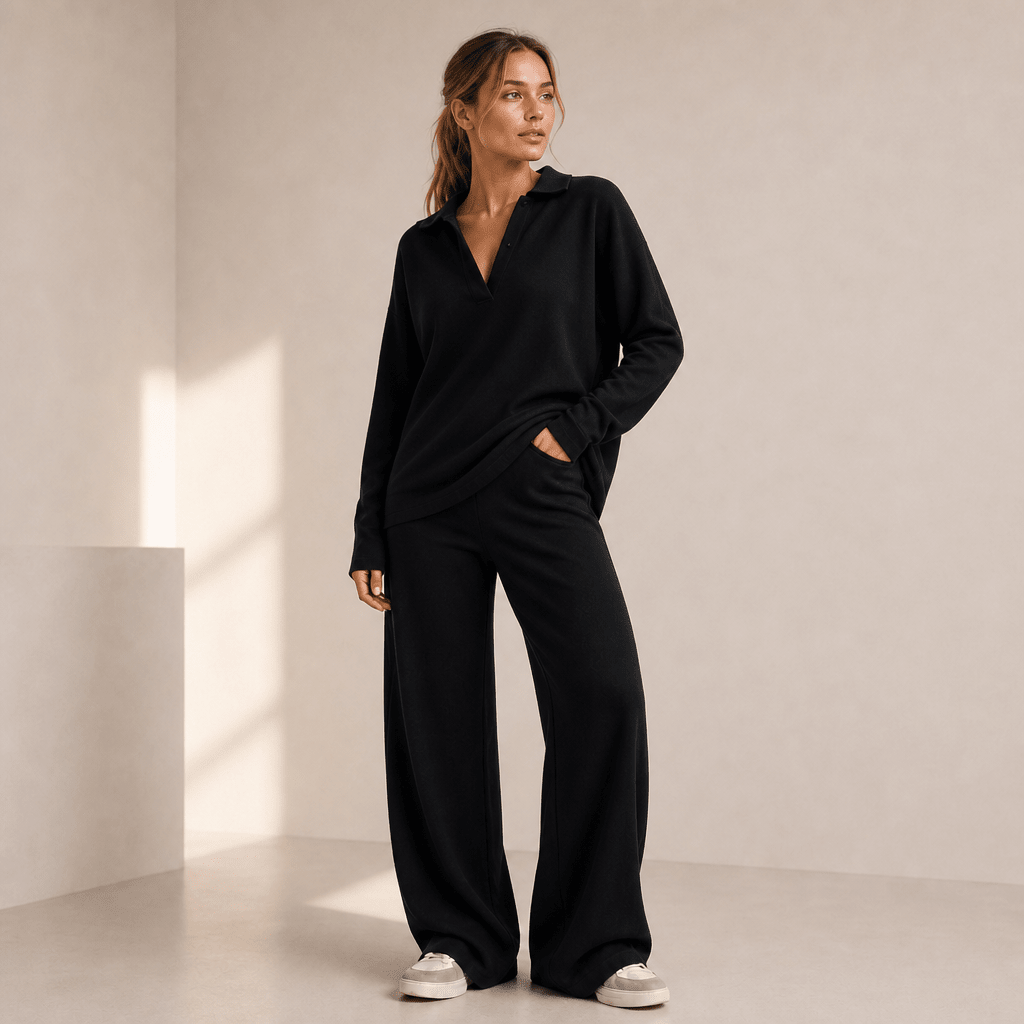 Co-ord Set Women - Polo Neck Sweater with Wide Leg Pants - We are MFEO