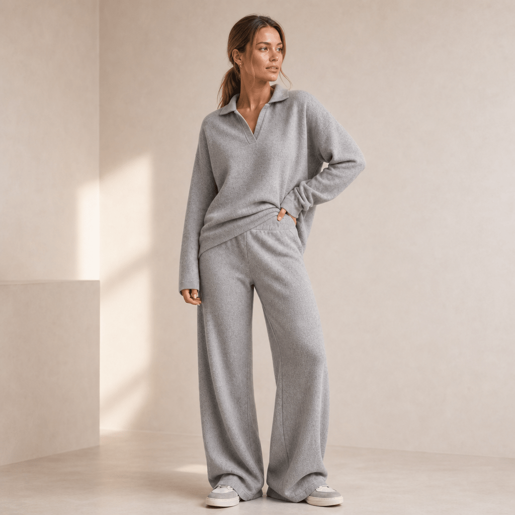 Co-ord Set Women - Polo Neck Sweater with Wide Leg Pants - We are MFEO