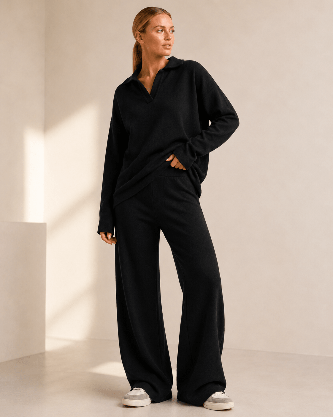 Co-ord Set Women - Polo Neck Sweater with Wide Leg Pants - We are MFEO