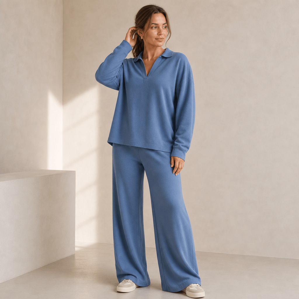Co-ord Set Women - Polo Neck Sweater with Wide Leg Pants - We are MFEO