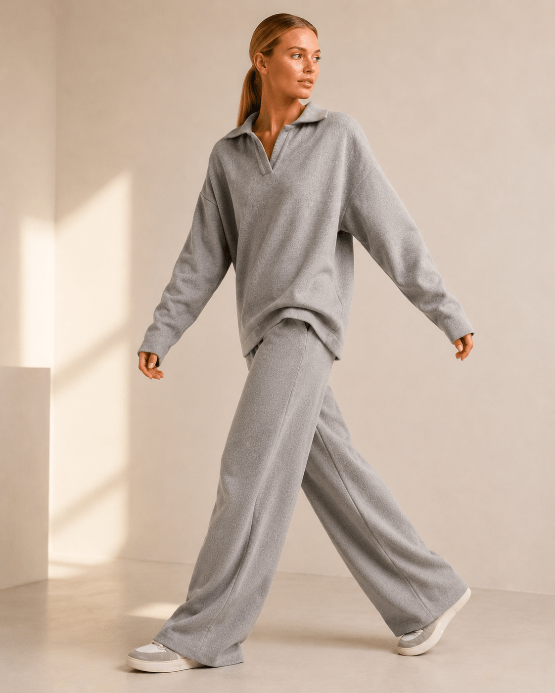 Co-ord Set Women - Polo Neck Sweater with Wide Leg Pants - We are MFEO