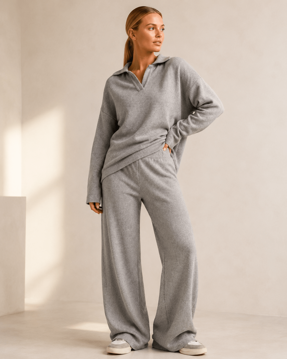 Co-ord Set Women - Polo Neck Sweater with Wide Leg Pants - We are MFEO