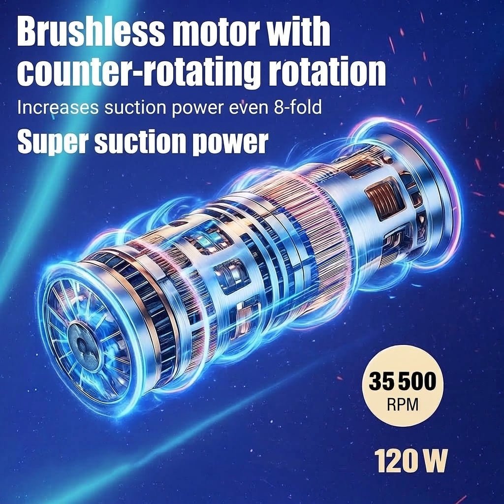 Cordless Car Vacuum Cleaner – 95,000 Pa Suction with 6 Nozzles for Efficient Car Cleaning - We are MFEO