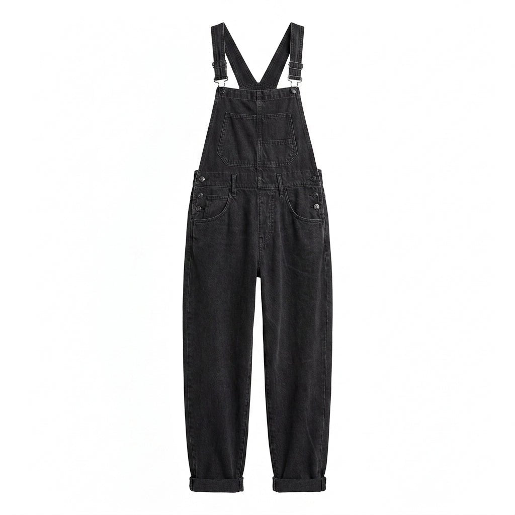 Denim Jumpsuit with Adjustable Straps – Relaxed Fit Dungaree - We are MFEO