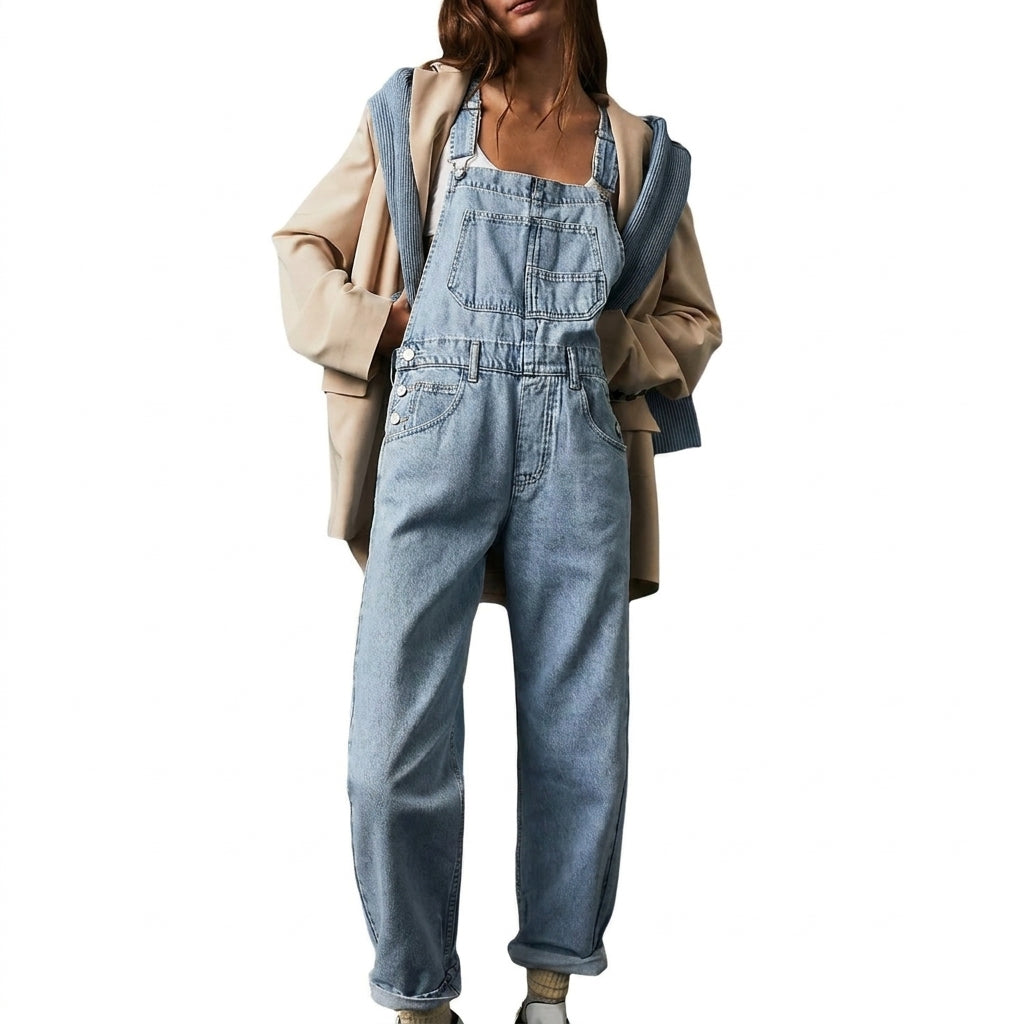 Denim Jumpsuit with Adjustable Straps – Relaxed Fit Dungaree 5