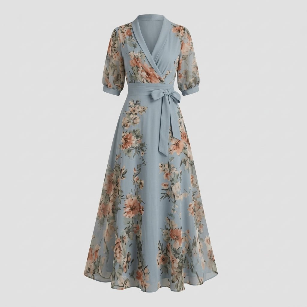 Floral Maxi Dress – Adjustable Waist Tie for Summer Weddings and Formal Occasions - We are MFEO
