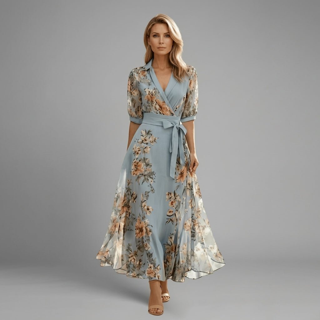 Floral Maxi Dress – Adjustable Waist Tie for Summer Weddings and Formal Occasions - We are MFEO