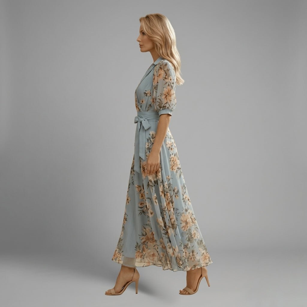 Floral Maxi Dress – Adjustable Waist Tie for Summer Weddings and Formal Occasions - We are MFEO