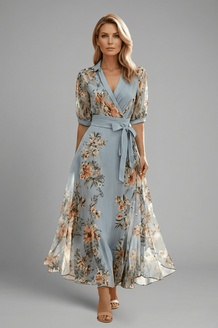 Floral Maxi Dress – Adjustable Waist Tie for Summer Weddings and Formal Occasions - We are MFEO
