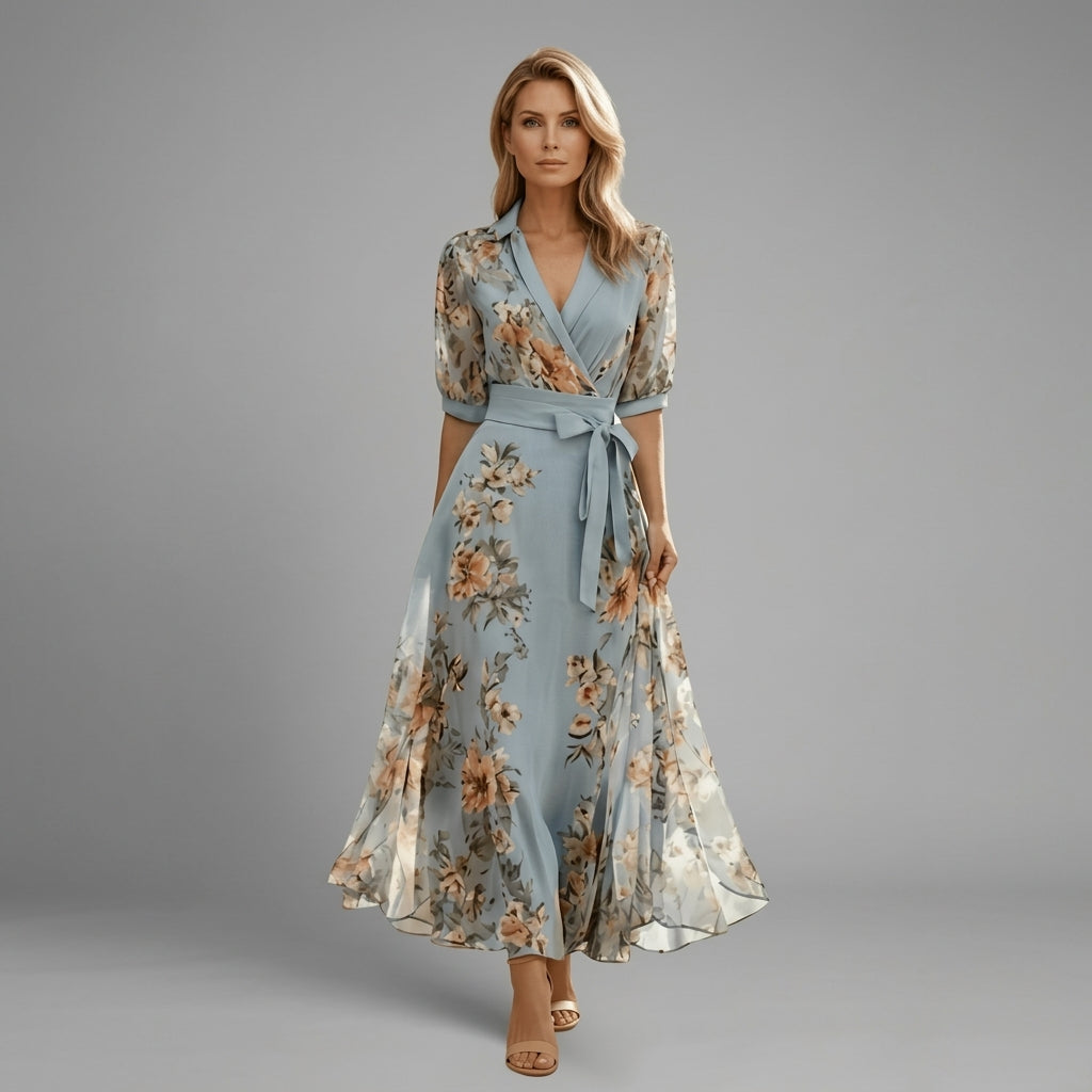 Floral Maxi Dress – Adjustable Waist Tie for Summer Weddings and Formal Occasions - We are MFEO