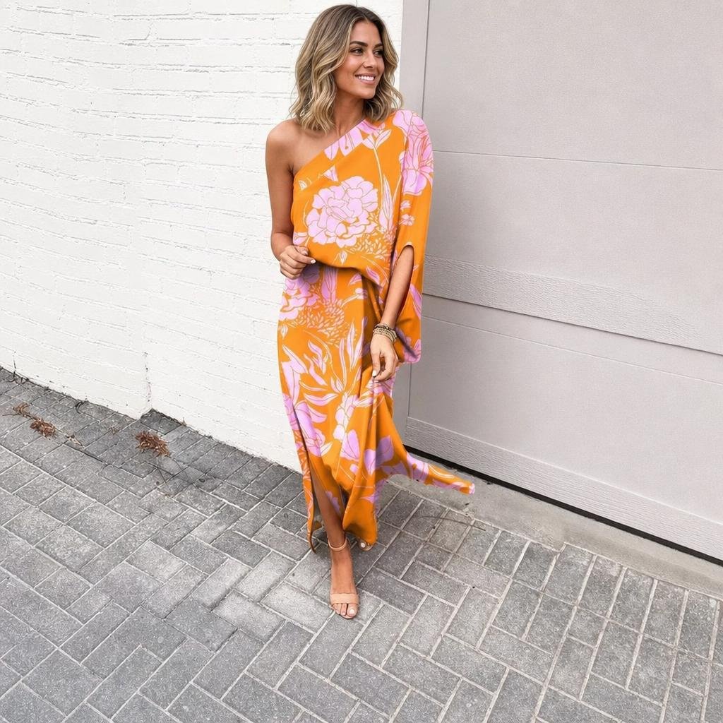 Floral Maxi Dress – One-Shoulder Style for Summer Events - We are MFEO