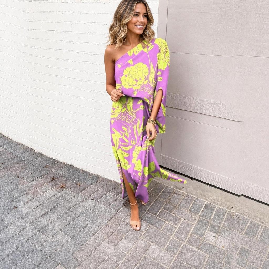 Floral Maxi Dress – One-Shoulder Style for Summer Events - We are MFEO
