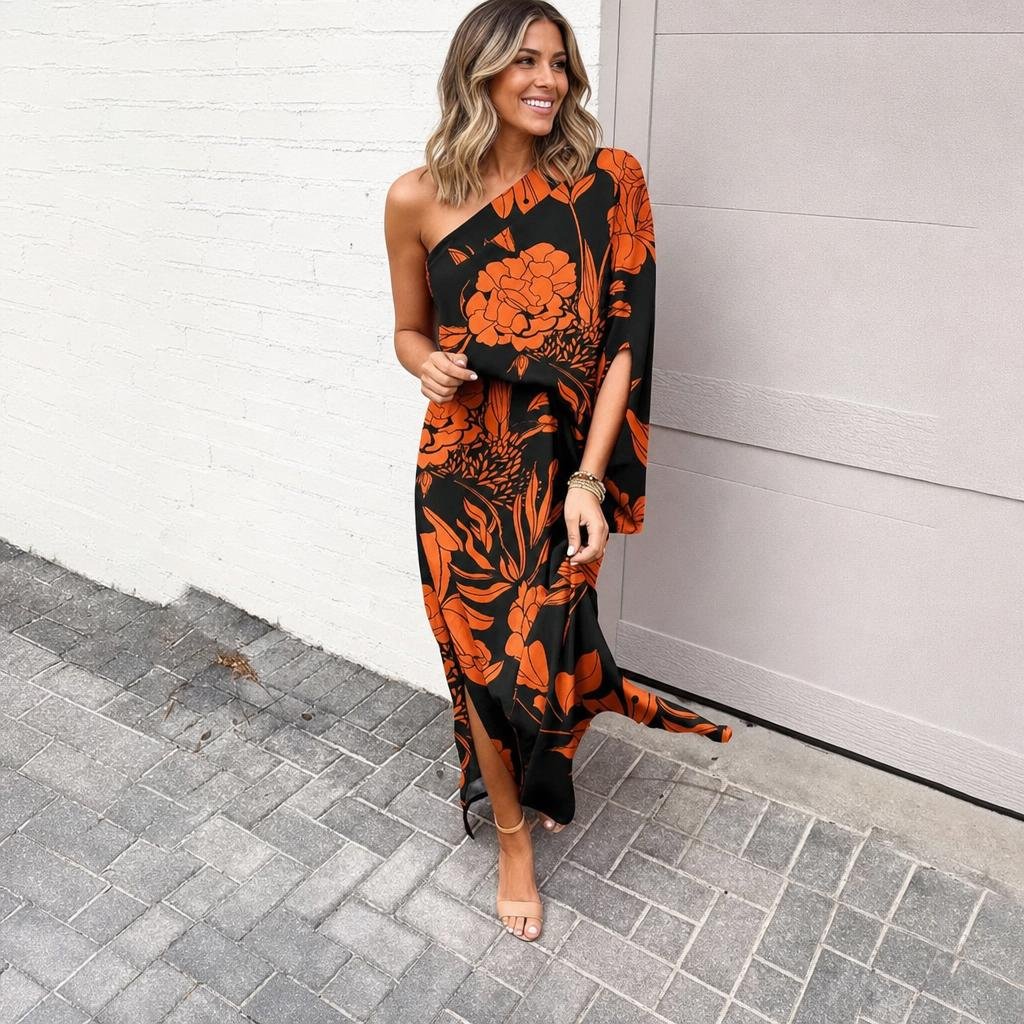 Floral Maxi Dress – One-Shoulder Style for Summer Events - We are MFEO