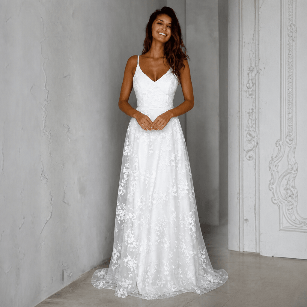 Floral Maxi Dress – Thigh Split and Open Back for Formal Weddings - We are MFEO