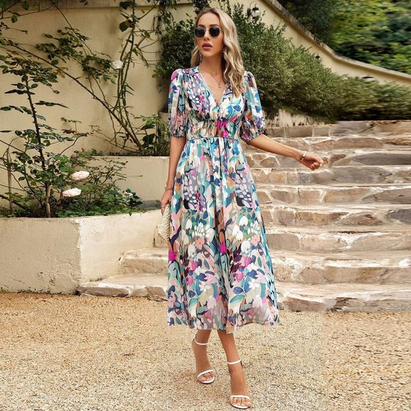 Floral Midi Dress – Lightweight, Defined Waist for Summer Casual Wear - We are MFEO